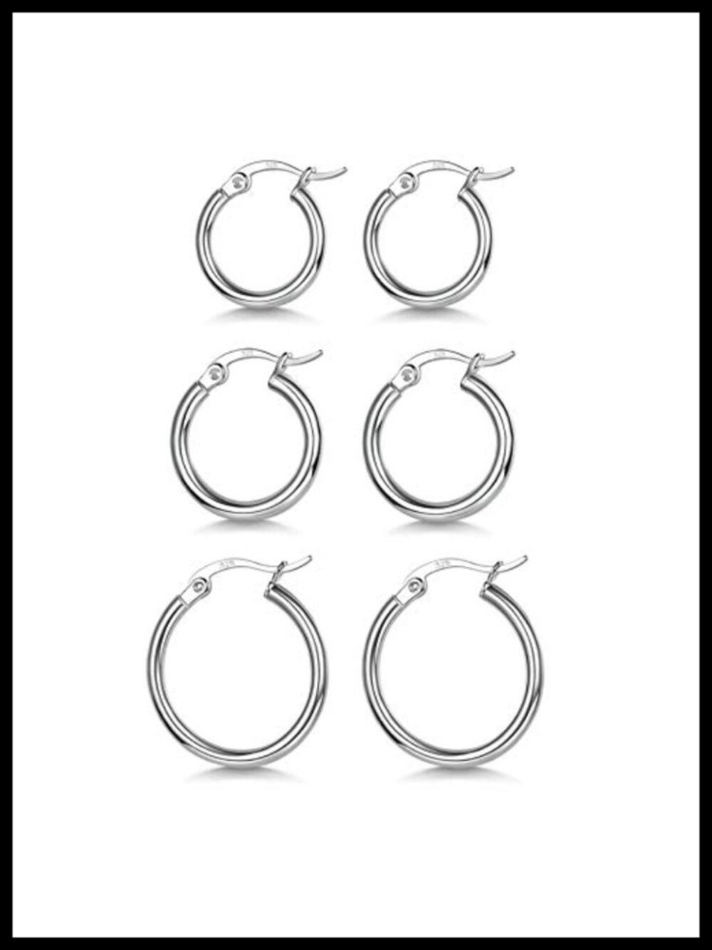925 Sterling Silver Hoop Earrings White Gold Plated Small Hoops for Women